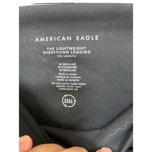 American Eagle The Lightweight Everything Crossover Legging 7/8 Black Medium Reg - Picture 3 of 5